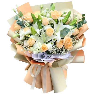 眉山19朵香槟玫瑰百合，你是我的真爱